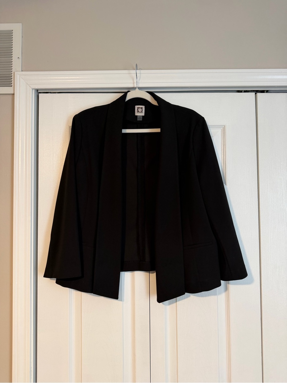 Anne Klein Black Open-Front Draped Blazer